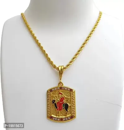 Alluring Golden Brass Chain With Pendant For Men-thumb0