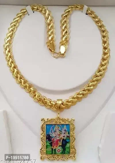 Alluring Golden Brass Chain With Pendant For Men-thumb0