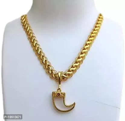 Alluring Golden Brass Chain With Pendant For Men-thumb0