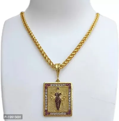 Alluring Golden Brass Chain With Pendant For Men-thumb0