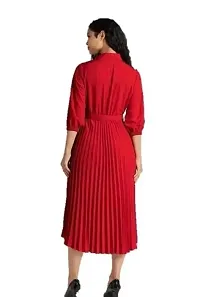 Stylish Read Crepe A-Line Dress For Women-thumb1