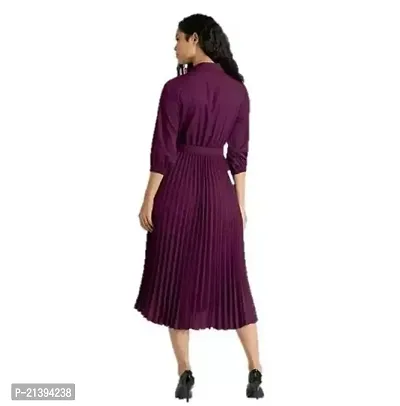 Stylish Purpal Crepe A-Line Dress For Women-thumb2