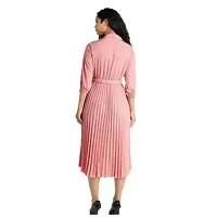 Stylish Peach Crepe A-Line Dress For Women-thumb1