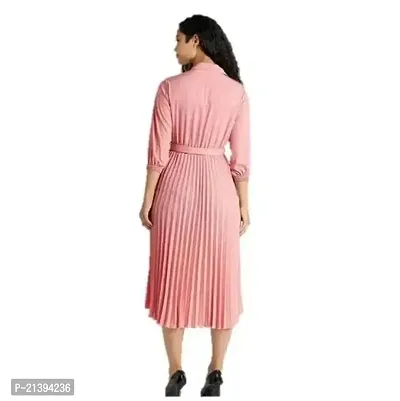 Stylish Peach Crepe A-Line Dress For Women-thumb2