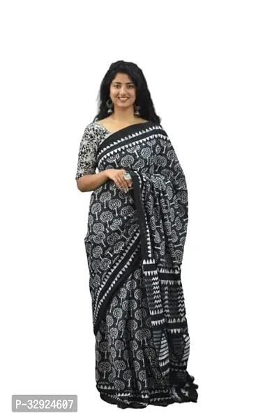 Stylish Multicoloured Cotton Printed Saree with Blouse piece For Women