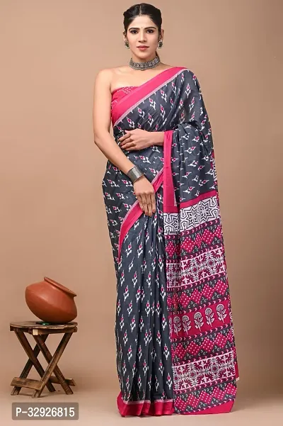 Beautiful Multicoloured Cotton Printed Saree with Blouse Piece For Women-thumb0