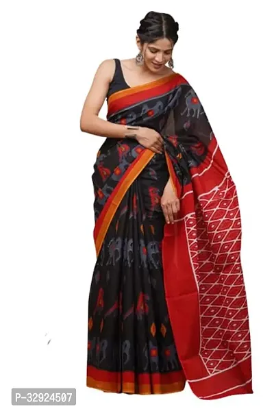 Stylish Multicoloured Cotton Printed Saree with Blouse piece For Women-thumb0