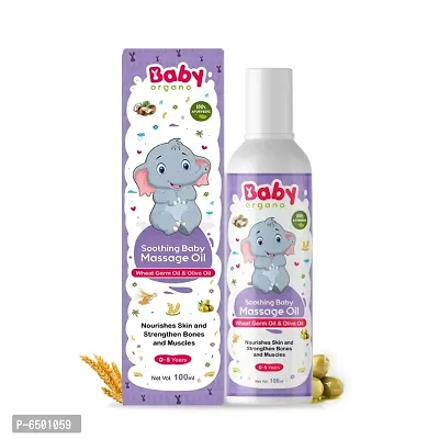 BabyOrgano Soothing Baby Massage Oil| with Olive oil, Almond oil, Wheat grem oil| 100% Ayurvedic, Safe and Natural for new born babies | FDCA approved-thumb0