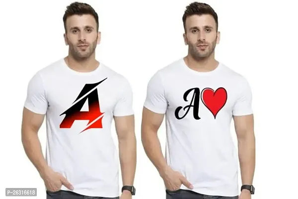 Zenloop Styles Men Combo Round Neck RedBlack and Heart A Printed T-Shirts-thumb0