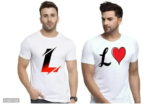 Zenloop Styles Men Combo Round Neck RedBlack and Heart L Printed T-Shirts-thumb0