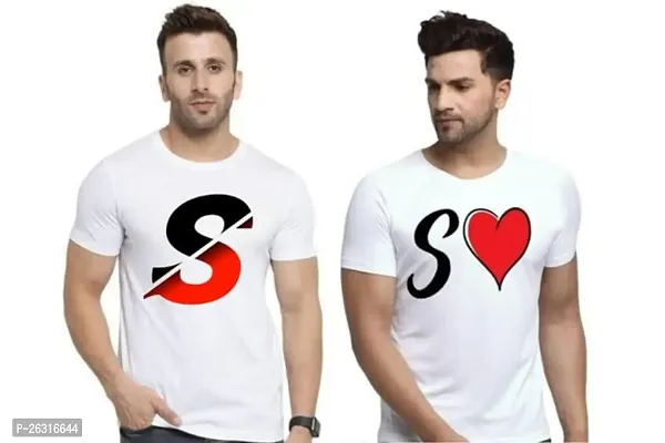 Zenloop Styles Men Combo Round Neck RedBlack and Heart S Printed T-Shirts-thumb0