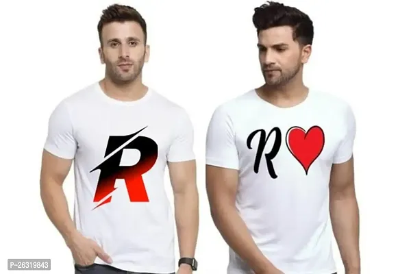 Zenloop Styles Men Combo Round Neck RedBlack and Heart R Printed T-Shirts-thumb0