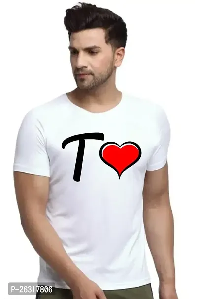 Zenloop Styles Round Neck White T and Heart Tshirt for Men