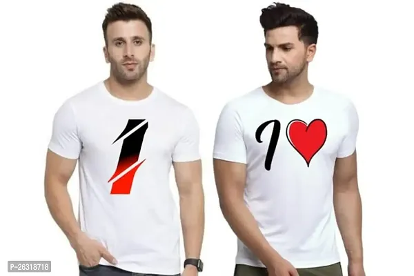 Zenloop Styles Men Combo Round Neck RedBlack and Heart I Printed T-Shirts-thumb0