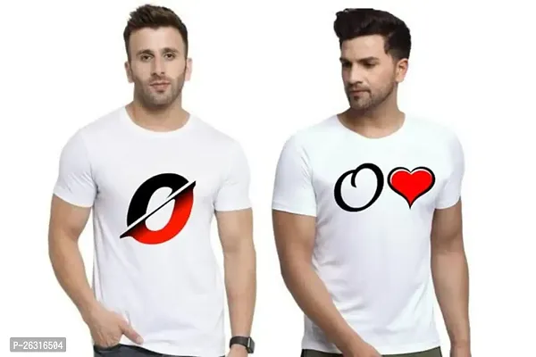 Zenloop Styles Men Combo Round Neck RedBlack and Heart O Printed T-Shirts