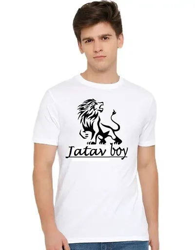 Trendy Men Jatav Printed Round Neck White T-Shirt