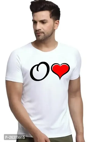 Zenloop Styles Round Neck White O and Heart Tshirt for Men-thumb0