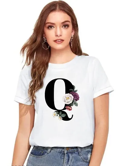 Zenloop Styles Women Round Neck Q Flower T-Shirts