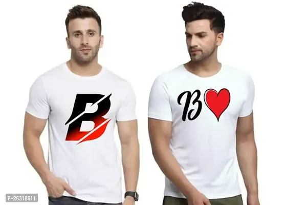 Zenloop Styles Men Combo Round Neck RedBlack and Heart B Printed T-Shirts