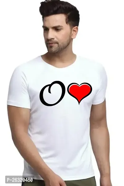 Zenloop Styles Round Neck White O and Heart Tshirt for Men