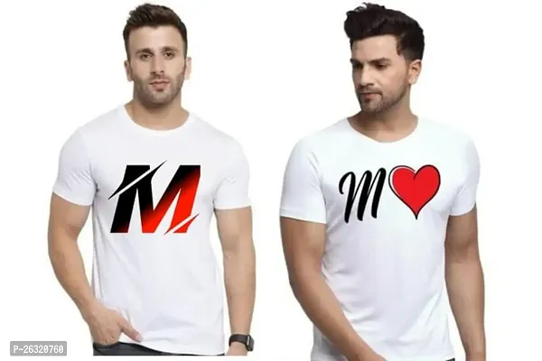 Zenloop Styles Men Combo Round Neck RedBlack and Heart M Printed T-Shirts-thumb0