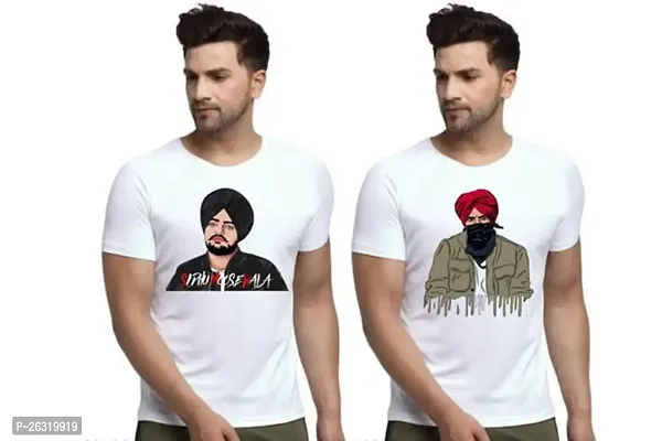 Zenloop Styles Combo Round Neck Sidhu Moosewala Printed T-Shirts White