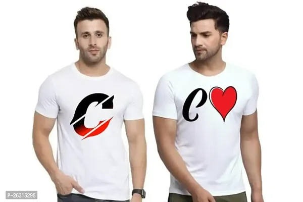 Zenloop Styles Men Combo Round Neck RedBlack and Heart C Printed T-Shirts