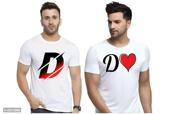 Zenloop Styles Men Combo Round Neck RedBlack and Heart D Printed T-Shirts-thumb0