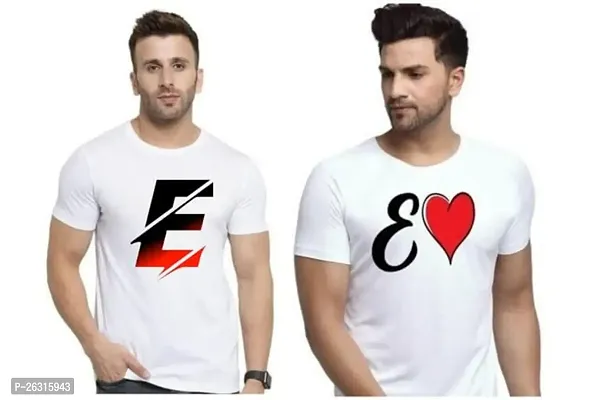 Zenloop Styles Men Combo Round Neck RedBlack and Heart E Printed T-Shirts-thumb0