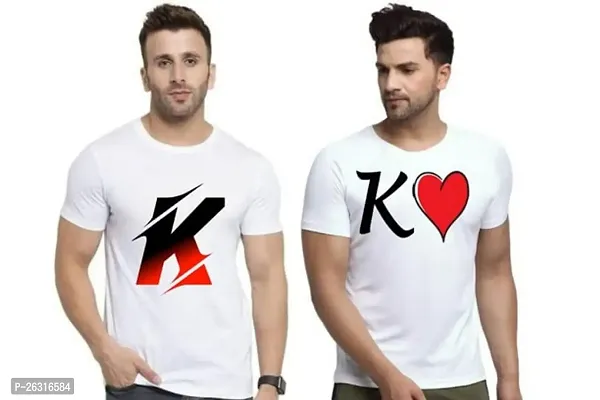 Zenloop Styles Men Combo Round Neck RedBlack and Heart K Printed T-Shirts