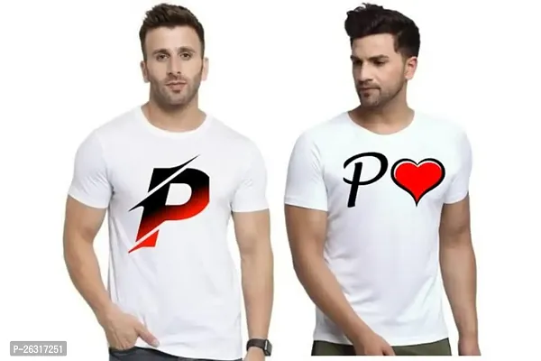 Zenloop Styles Men Combo Round Neck RedBlack and Heart P Printed T-Shirts-thumb0