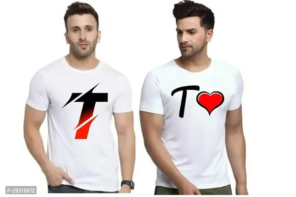 Zenloop Styles Men Combo Round Neck RedBlack and Heart T Printed T-Shirts-thumb0