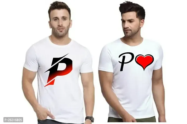 Zenloop Styles Men Combo Round Neck RedBlack and Heart P Printed T-Shirts