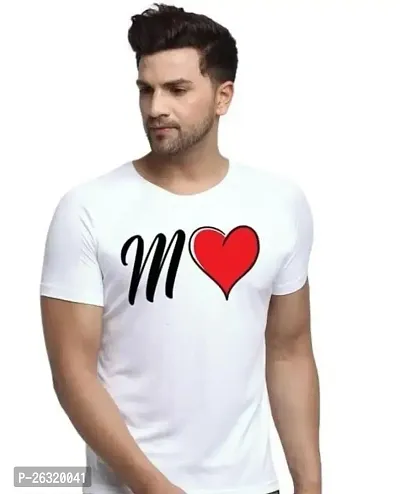 Zenloop Styles Round Neck White M and Heart Tshirt for Men