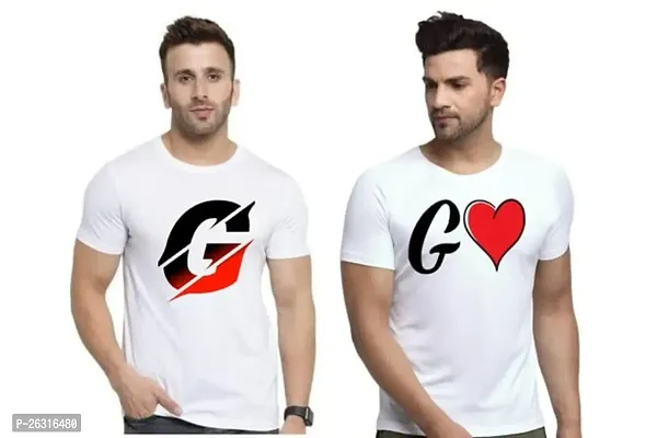 Zenloop Styles Men Combo Round Neck RedBlack and Heart G Printed T-Shirts