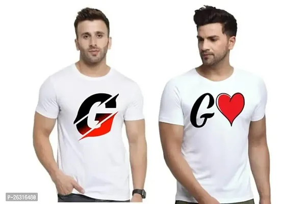 Zenloop Styles Men Combo Round Neck RedBlack and Heart G Printed T-Shirts-thumb0