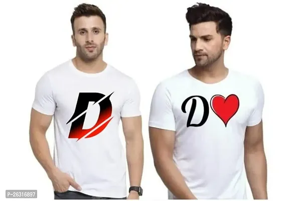 Zenloop Styles Men Combo Round Neck RedBlack and Heart D Printed T-Shirts