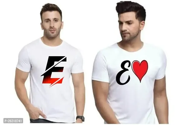 Zenloop Styles Men Combo Round Neck RedBlack and Heart E Printed T-Shirts-thumb0