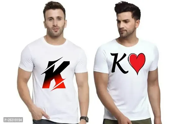 Zenloop Styles Men Combo Round Neck RedBlack and Heart K Printed T-Shirts-thumb0