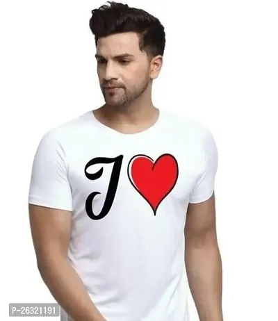 Zenloop Styles Round Neck White J and Heart Tshirt for Men-thumb0