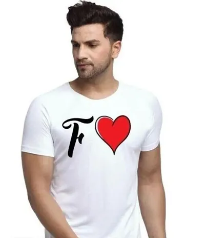 Kushi Flyer Alphabet Love Printed T-Shirt for Men with Love Heart Graphic Printed T-Shirt Half Sleeve White (Pack of 1)