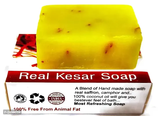 DHANNA Hand Made Real Kesar Bath soap for Unisex, Best for All types of skin, Saffron soap for fairness and skin whitening combo offer (buy 4 get 1 free)) 75g-thumb2