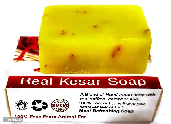 DHANNA Hand Made Real Kesar Bath soap for Unisex, Best for All types of skin, Saffron soap for fairness and skin whitening Pack of 12 (25g Each)-thumb3