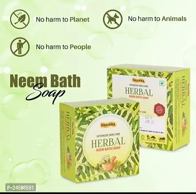 Dhanna Herbal Neem Bath Soap for All men and women intensive skin care pack of 6 (125g each)-thumb2