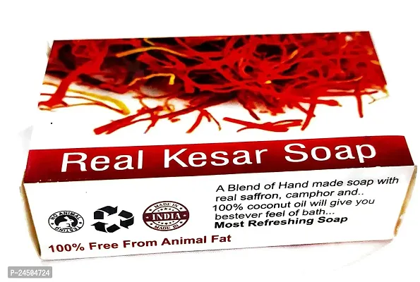 DHANNA Hand Made Real Kesar Bath soap for Unisex, Best for All types of skin, Saffron soap for fairness and skin whitening combo offer (buy 4 get 1 free)) 75g-thumb0