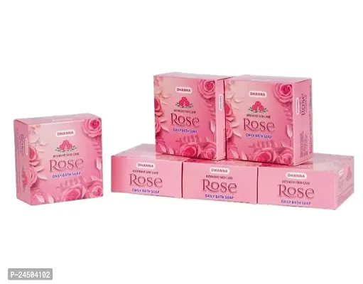 DHANNA Rose Soap for intensive skin care daily bath soap idle for all skin type Pack of 6 (125g Each)