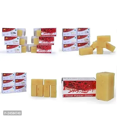 Real kesar handmade soap for skin whitening fairness and glow on face A COMPLETE HAND MADE SOAP WITH FRESH KESAR FRAGRANCE MAKES COMPLETE BATHING EXPERIENCE.(Pack Of 5)-thumb2