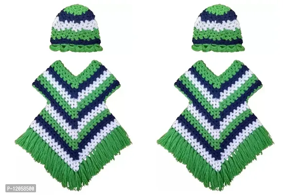 Fabulous Woolen Poncho with Cap For Girls- Pack Of 2