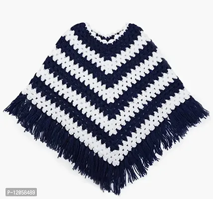 Fabulous Black Woolen Poncho For Girls-thumb0