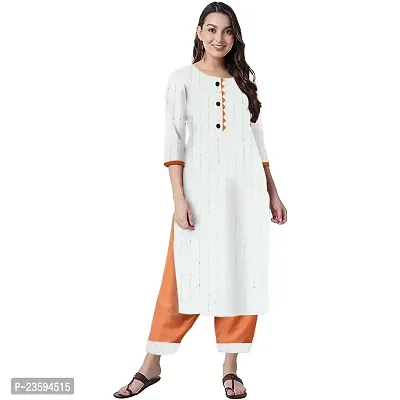 Unique Style Women Kurta and Afghani Salwar Set Khadi Cotton Women/Girl's Pure Cotton Paisley Printed Kurti with Pant-thumb0